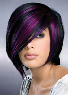 black purple highlight for short hair