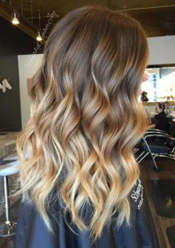 Brown Hair With Caramel Blonde Balayage Highlights in Austin Round Rock