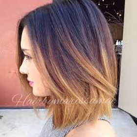 Ombre Balayage Caramel Color Copper Color Dark Root Shadow Root Bob Cut in Austin Round Rock
