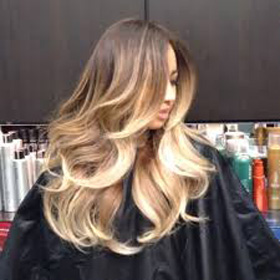Ombre Golden Color Natural Look Long Hair Full Hair Long Layers Wavy Hair in Austin Round Rock