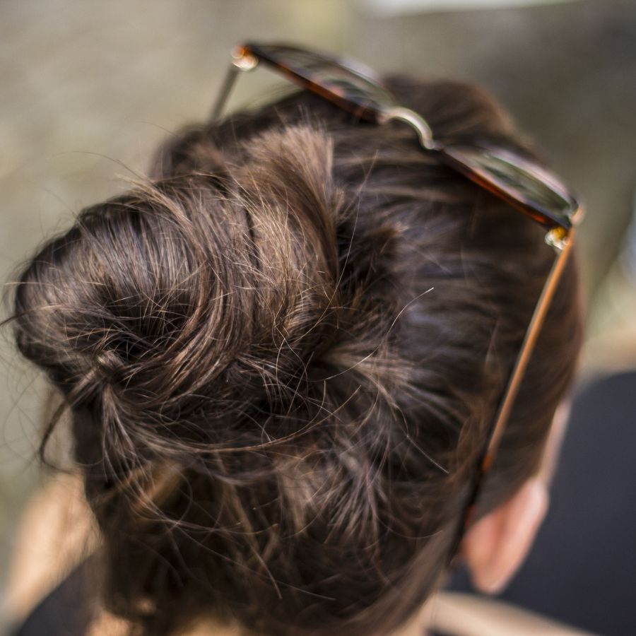 hair in a top knot