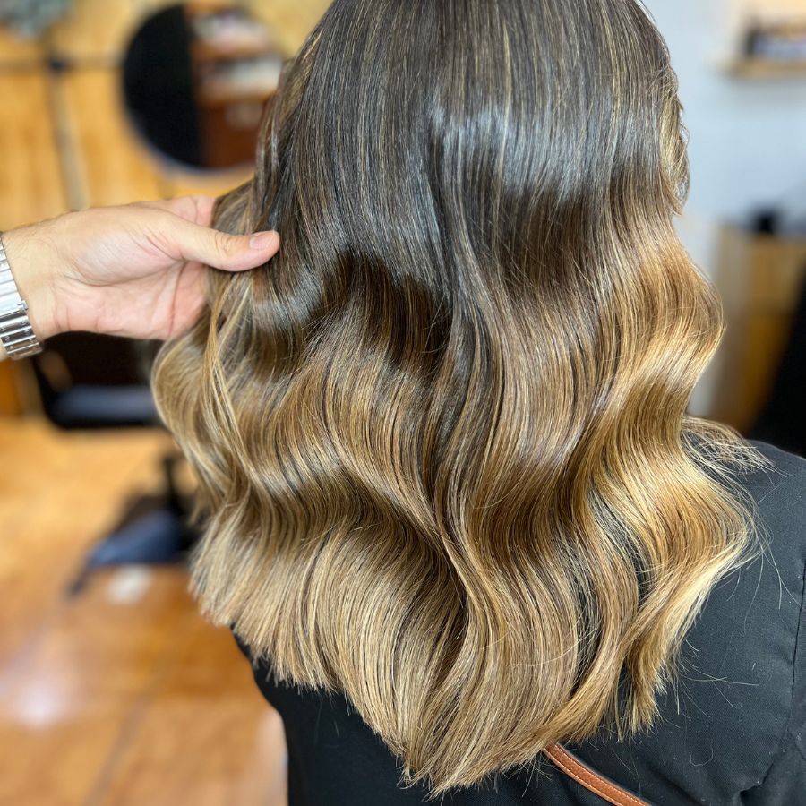 wavy hair with ombre highlights